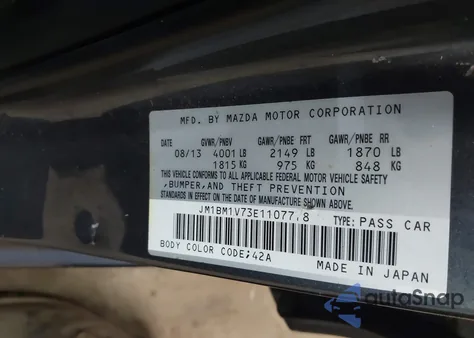 2014 Mazda Mazda3 I Touring z USA, uszkodzony, nr VIN JM1BM1V73E1107778